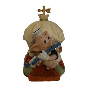 Disney Three Little Pigs Straw House Musical Figurine Porcelain Vintage